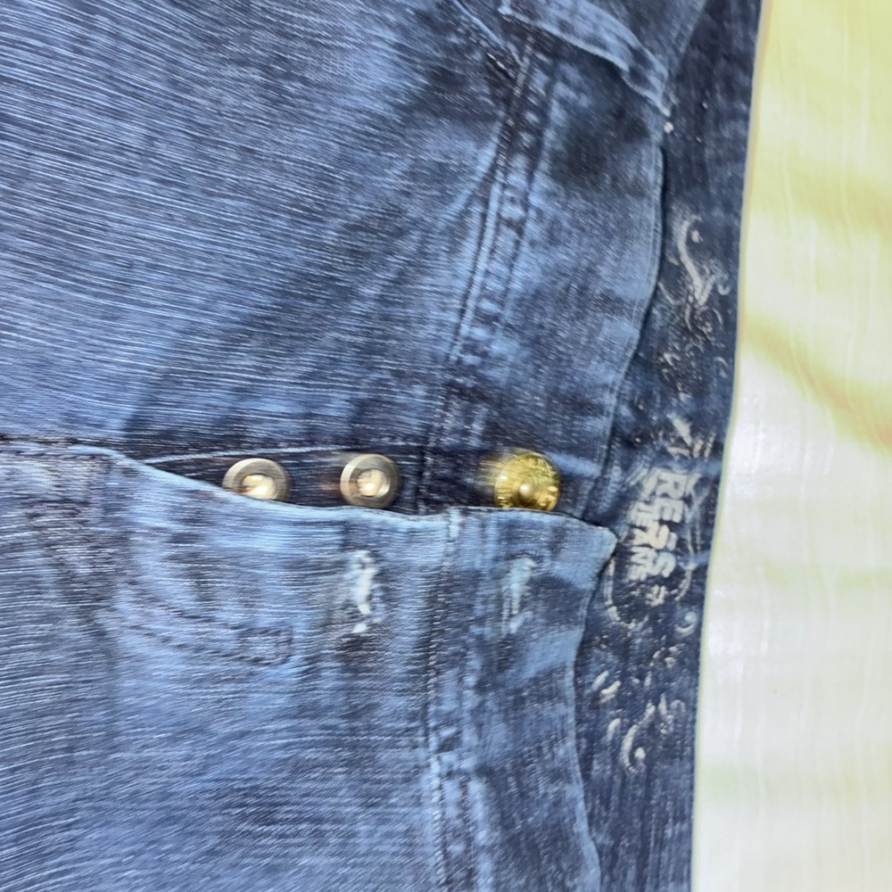 Express Women's Blue Dark Wash Denim Shorts Mid Rise 5-Pocket Button Size S